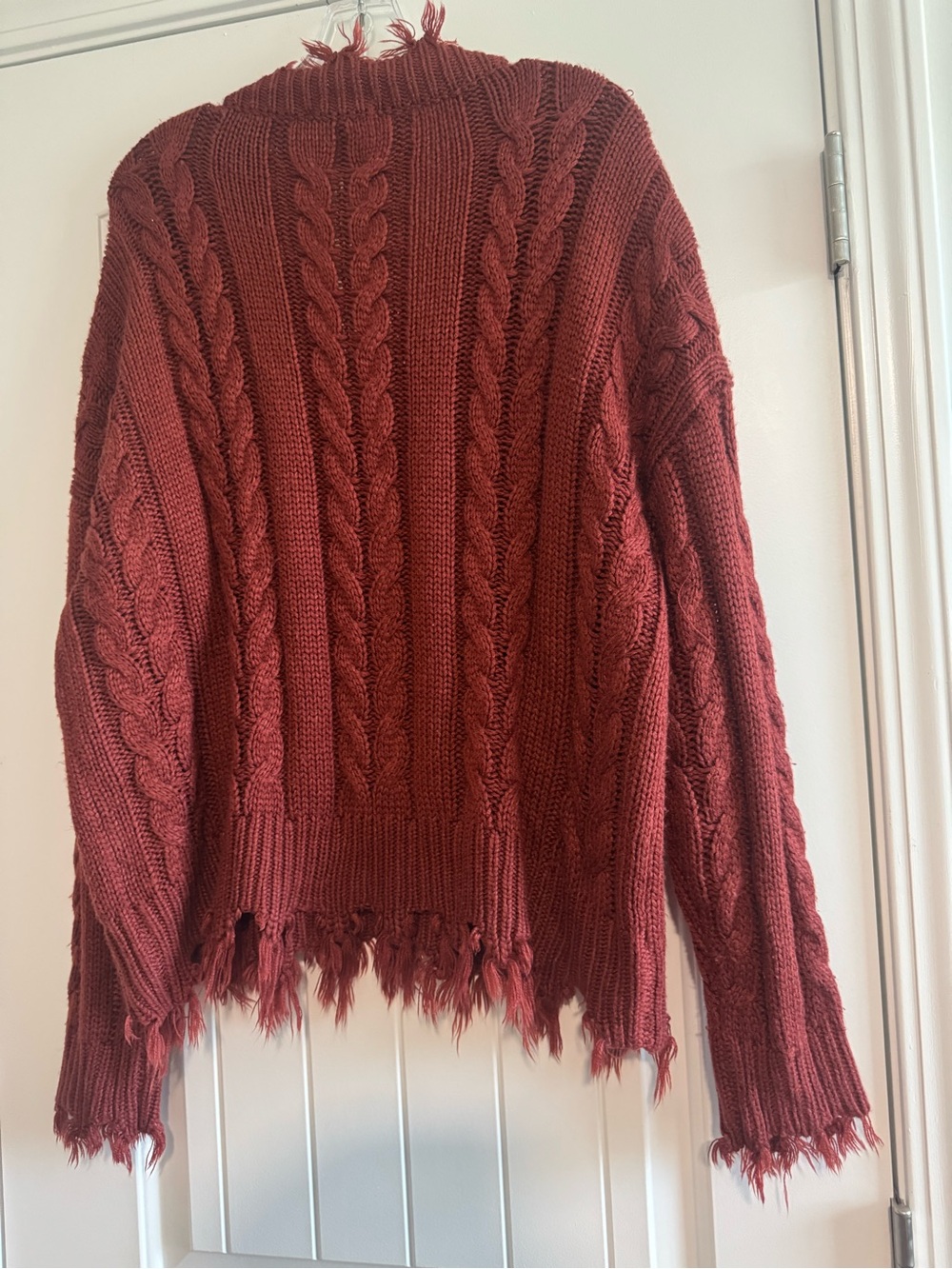 entro Rust Cable-Texture V-Neck Sweater - Picture 4 of 4